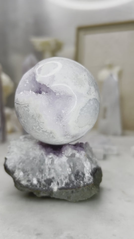 Plum & Snow Agate Spheres